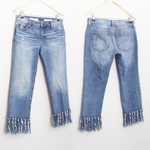 Anthropologie Pilcro and the Letterpress Hyphen Boy Fit Fringe Crop Jeans 27 - Picture 4 of 16